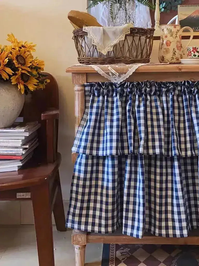 Farmhouse Gingham Cupboard Curtain
