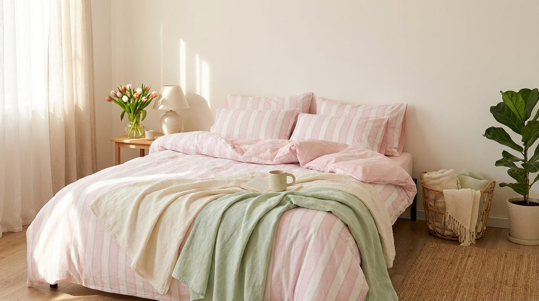 Cozy Spring Room Aesthetic: Light Bedding Layers and Soft Textures