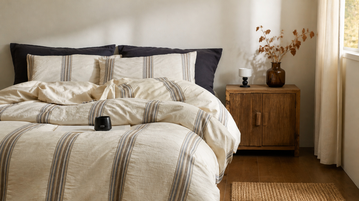How to Style Vintage Striped Bedding for a Cozy Fall Bedroom