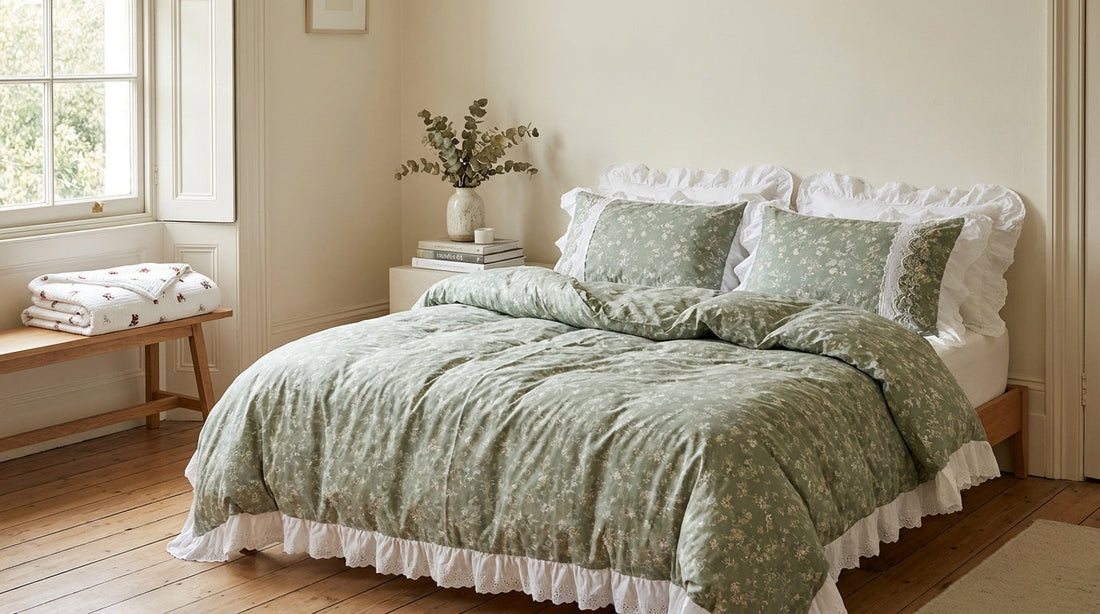 Creating a serene bedroom with white lace ruffle duvet covers