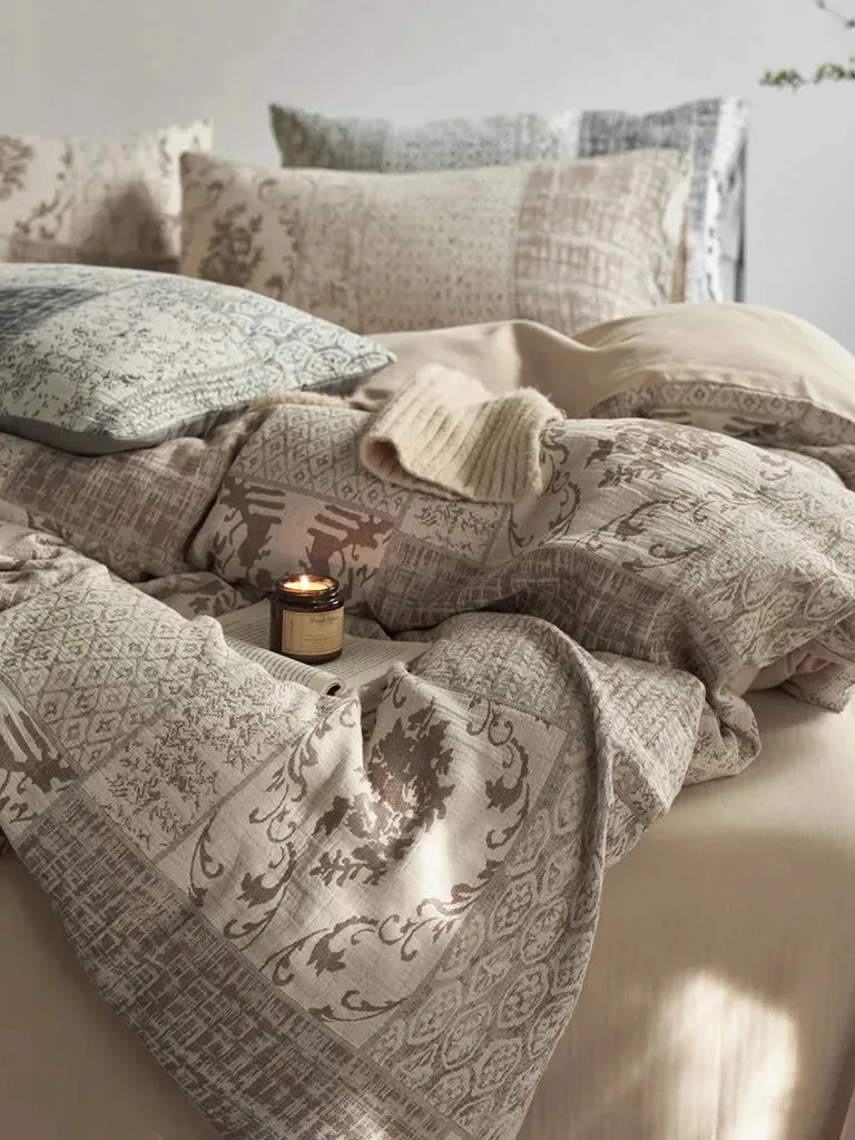 Vintage Patchwork Style Cotton Jacquard Duvet Cover