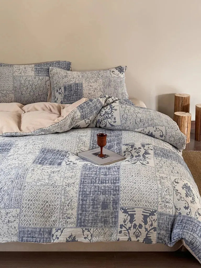 Vintage Patchwork Style Cotton Jacquard Duvet Cover
