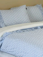 Cotton Muslin Gingham Bedding Set With Ruffle