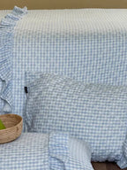 Cotton Muslin Gingham Bedding Set With Ruffle