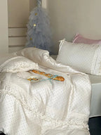 Mini Polka Dot Bedding Set With Ruffle