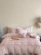 Mini Polka Dot Bedding Set With Ruffle