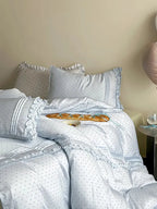 Mini Polka Dot Bedding Set With Ruffle
