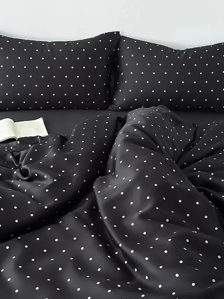 Black Polka Dot Tencel Bedding Set