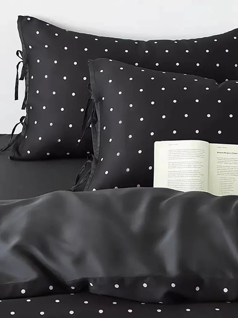 Black Polka Dot Tencel Bedding Set
