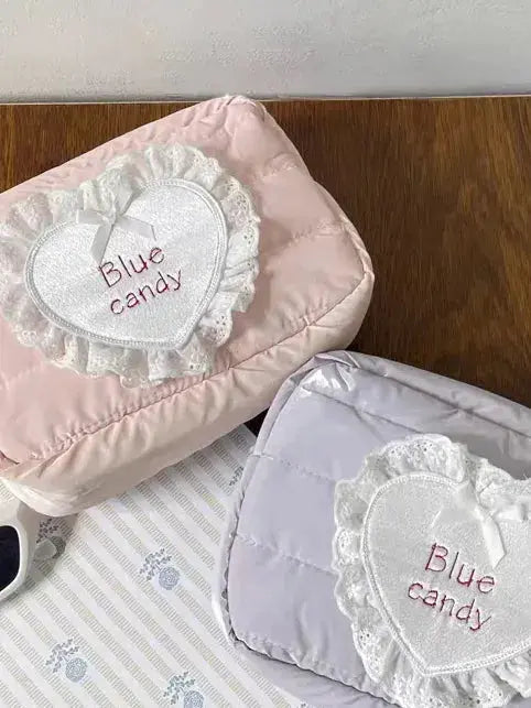 Candy Satin Quilted Cosmetic Bag