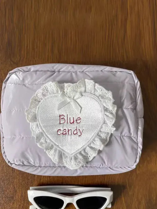 Candy Satin Quilted Cosmetic Bag