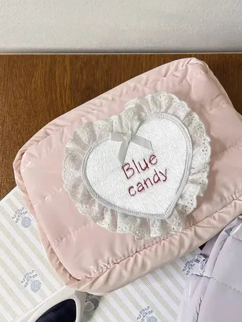 Candy Satin Quilted Cosmetic Bag