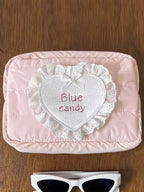 Candy Satin Quilted Cosmetic Bag