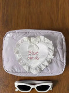 Candy Satin Quilted Cosmetic Bag