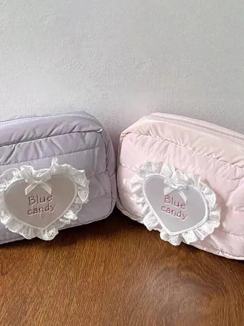 Candy Satin Quilted Cosmetic Bag