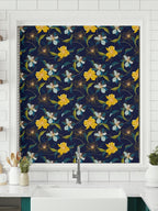 Midnight Bloom Linen Blackout Roman Shade