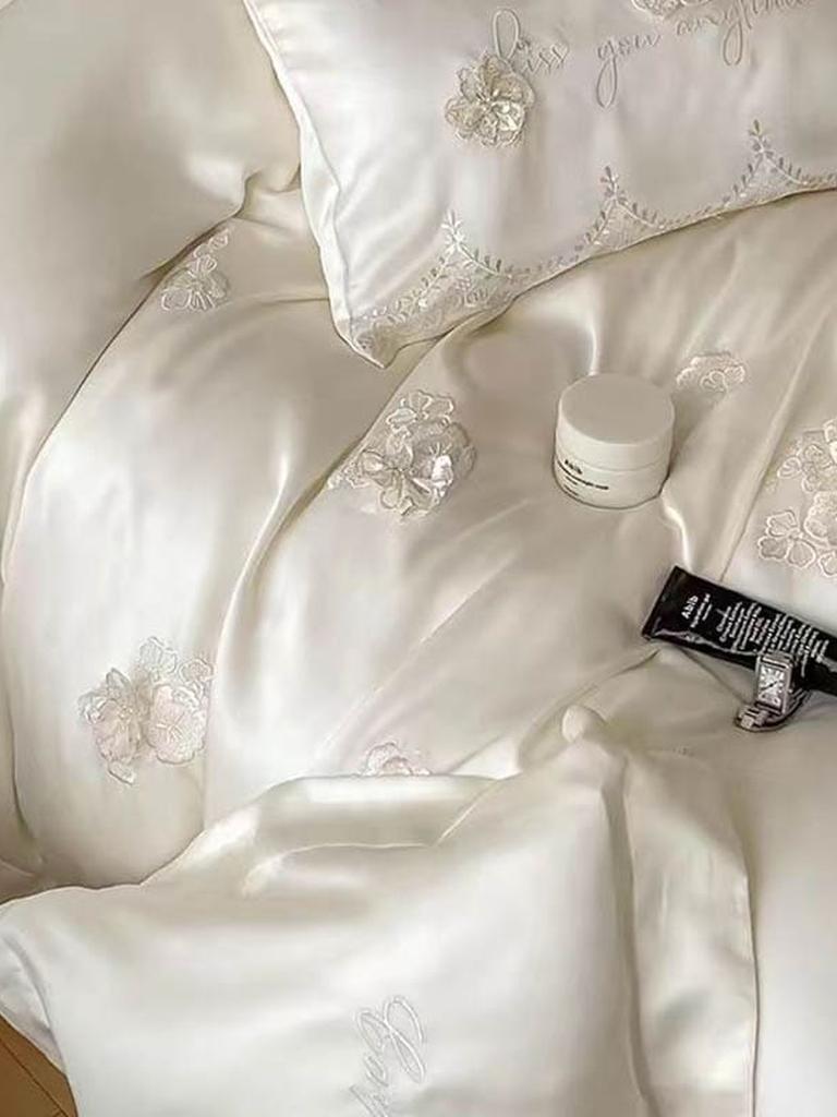 3D Floral Embroidery Tencel Bedding Set
