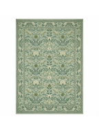 Vintage Botanical Jacquard Wool Rug - Sage Green