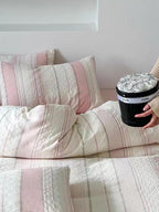 Asymmetry Jacquard Duvet Cover - Pink