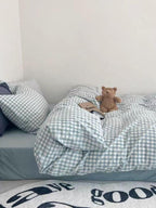 Blue Gingham Duvet Cover Set