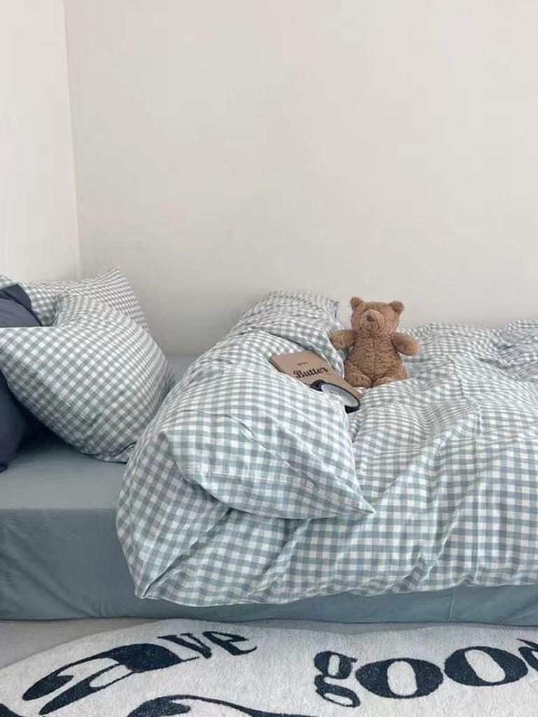 Blue Gingham Duvet Cover Set