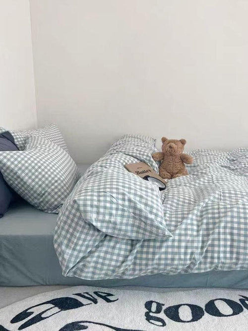 Blue Gingham Duvet Cover Set