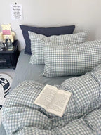Blue Gingham Duvet Cover Set