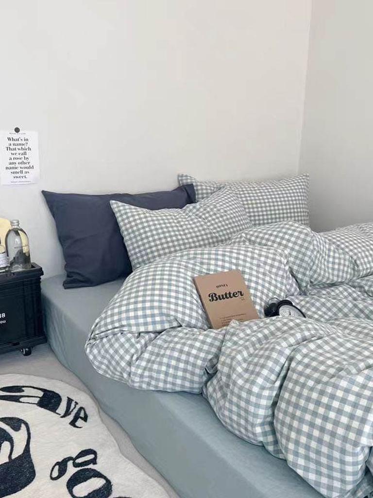 Blue Gingham Duvet Cover Set