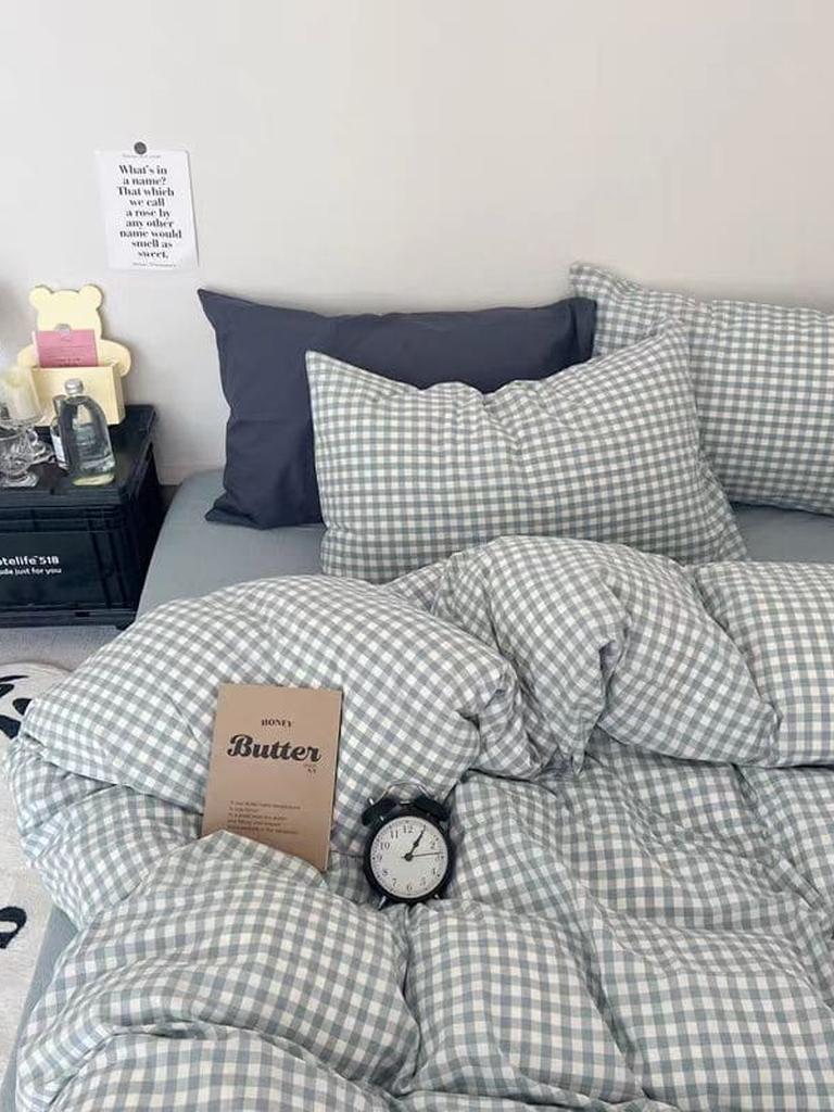 Blue Gingham Duvet Cover Set