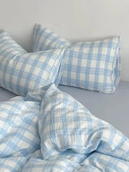 Baby Blue Plaid Bedding Set
