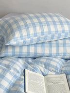 Baby Blue Plaid Bedding Set