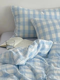 Baby Blue Plaid Bedding Set