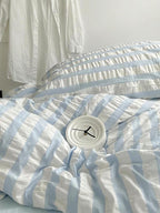 Baby Blue Striped Seersucker Duvet Cover