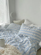 Baby Blue Striped Seersucker Duvet Cover