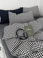 Black Gingham Duvet Cover Set