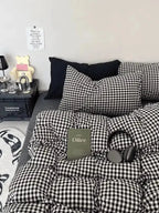 Black Gingham Duvet Cover Set