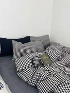 Black Gingham Duvet Cover Set