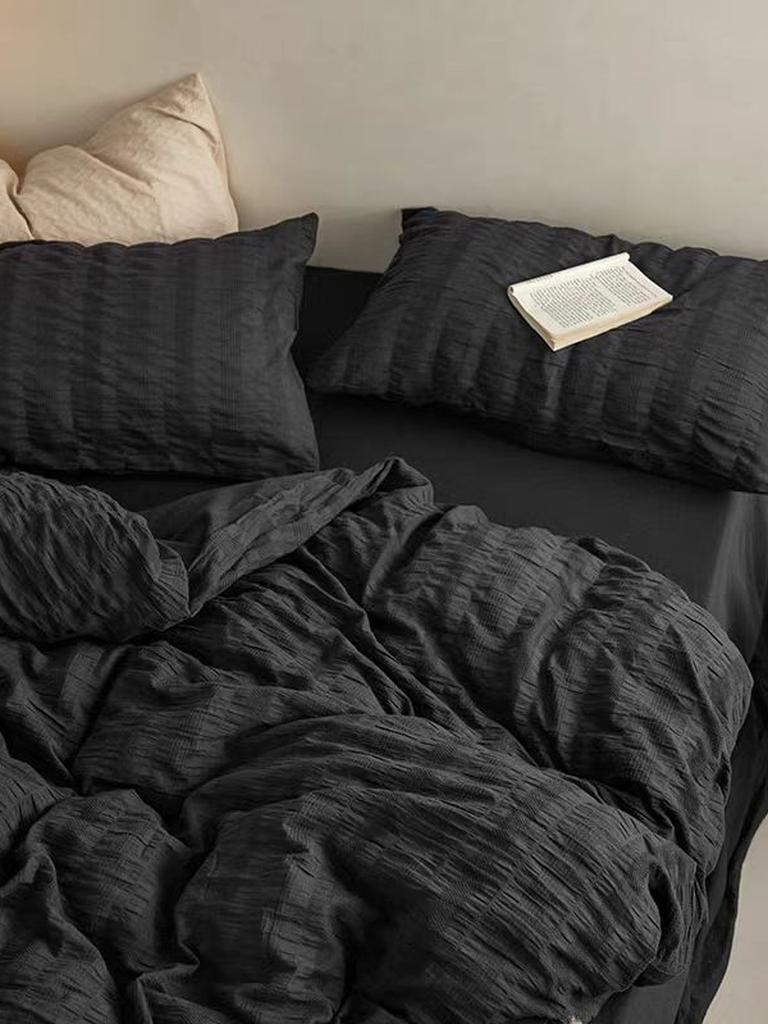 Black Seersucker Duvet Cover