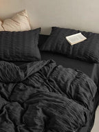 Black Seersucker Duvet Cover