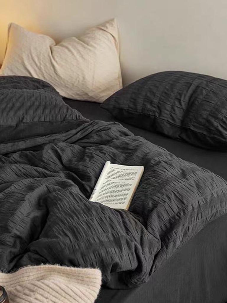 Black Seersucker Duvet Cover