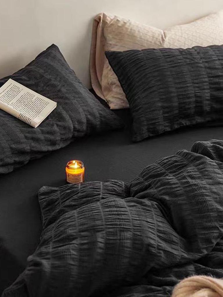 Black Seersucker Duvet Cover