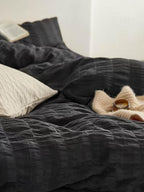 Black Seersucker Bedding Set