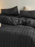 Black Seersucker Bedding Set