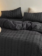 Black Seersucker Bedding Set