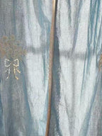 Blue Bouquet Embroidery Rod Pocket Sheer Curtain