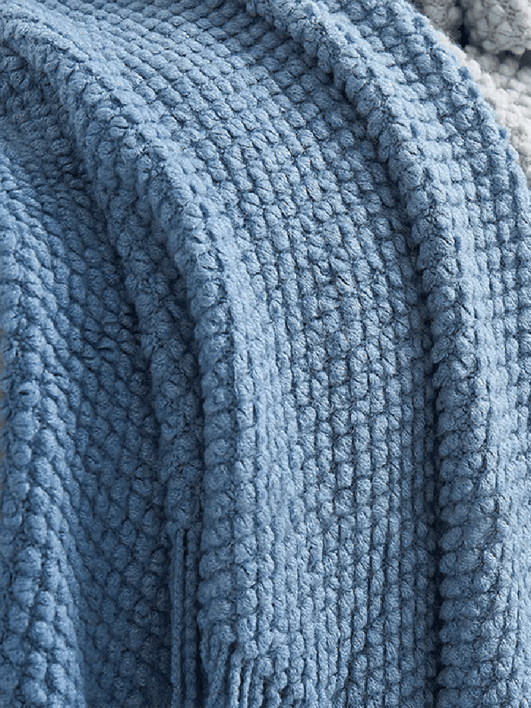 Blue Ombre Knit Blanket