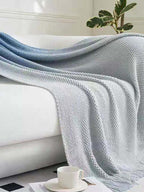 Blue Ombre Knit Blanket
