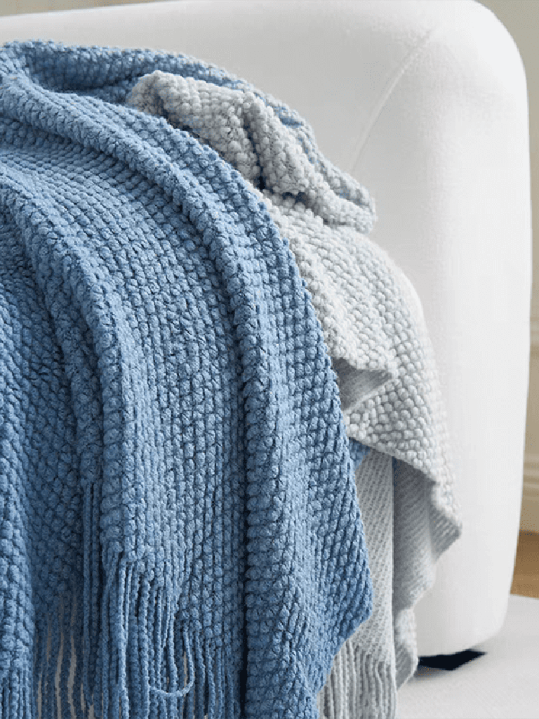 Blue Ombre Knit Blanket