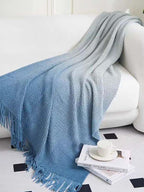 Blue Ombre Knit Blanket