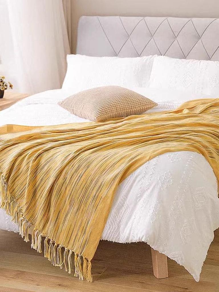 Boho Knitted Blanket with Tassel